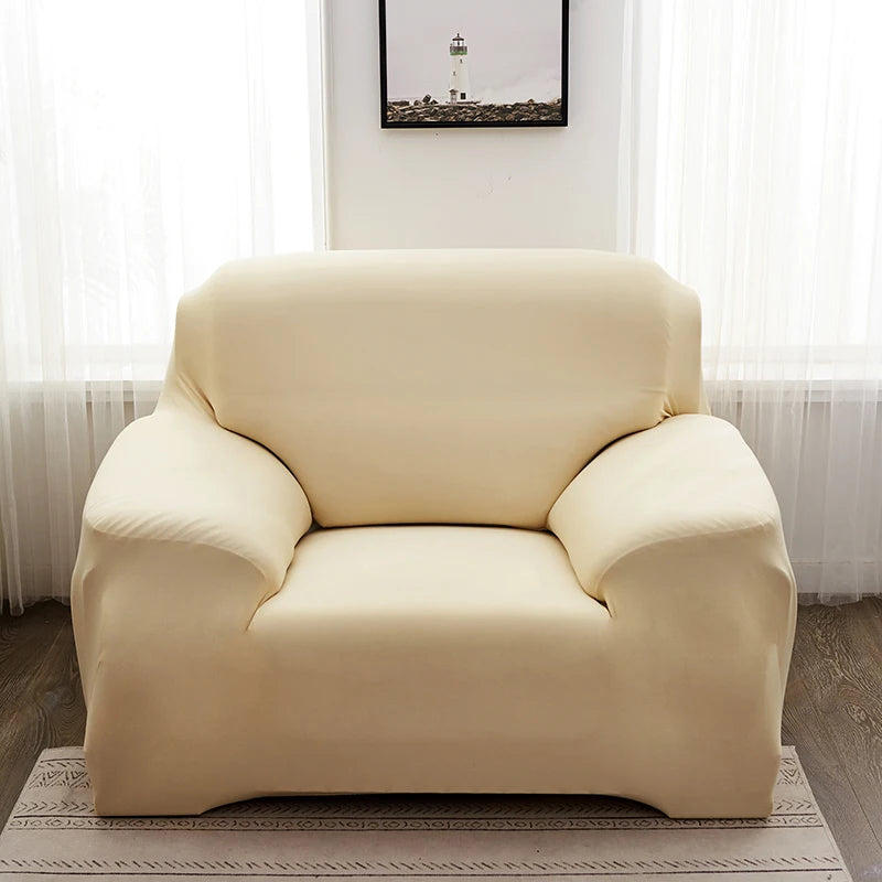 Solid Color Milk Silk Elastic Sofa Cover - All-Season Dustproof