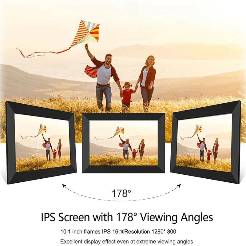 FRAMEO Digital Photo Frame WiFi 32GB 10.1 Inch 1280x800 IPS Touch Screen Digital Picture Frame Easy Setup Share Photo or Video