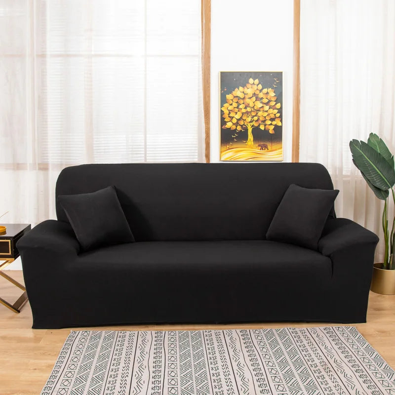 Solid Color Milk Silk Elastic Sofa Cover - All-Season Dustproof