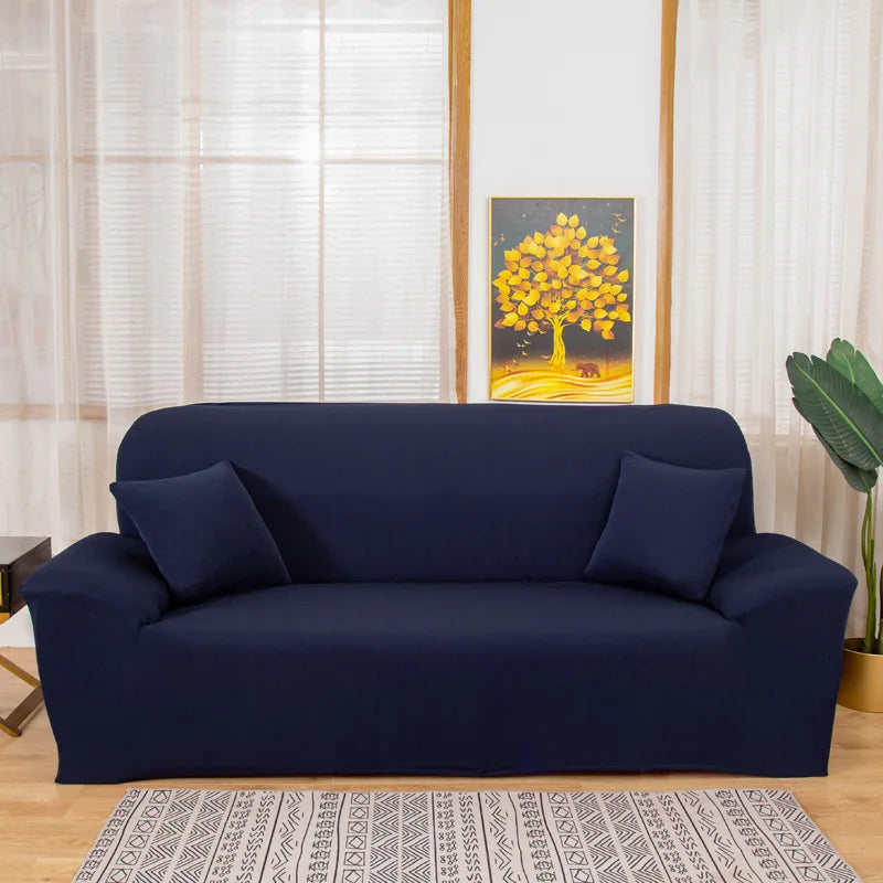 Solid Color Milk Silk Elastic Sofa Cover - All-Season Dustproof