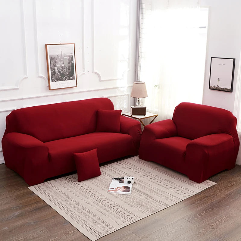 Solid Color Milk Silk Elastic Sofa Cover - All-Season Dustproof