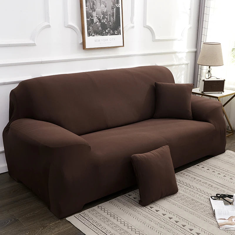 Solid Color Milk Silk Elastic Sofa Cover - All-Season Dustproof