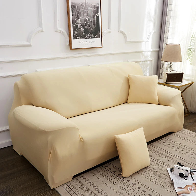 Solid Color Milk Silk Elastic Sofa Cover - All-Season Dustproof