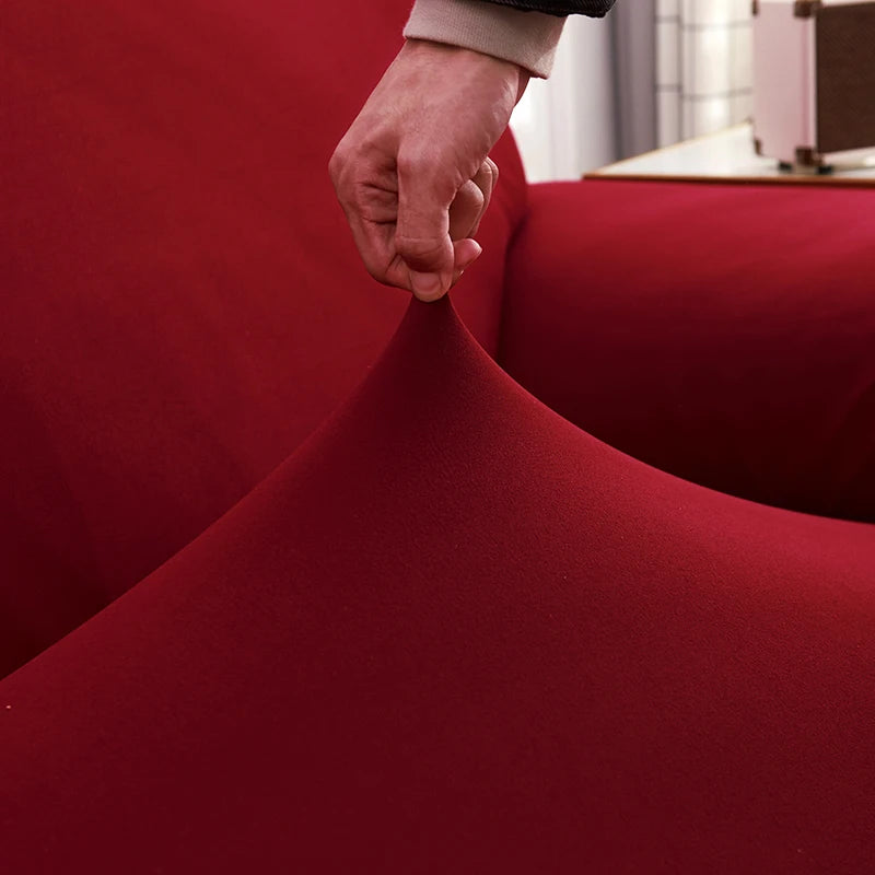 Solid Color Milk Silk Elastic Sofa Cover - All-Season Dustproof