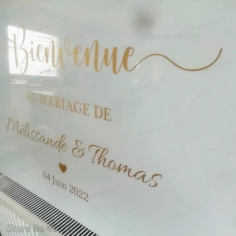 Mariage Wedding Welcome Sign Vinyl Stickers Custom Texts Wedding Birthday Parties Decals Unique Wedding Mirror Sticker Mural Art