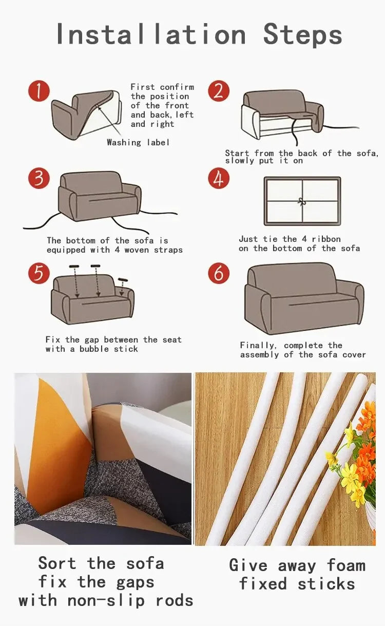 Multi-Person Elastic Sofa Cover Set with Pillowcases & Anti-Slip Design
