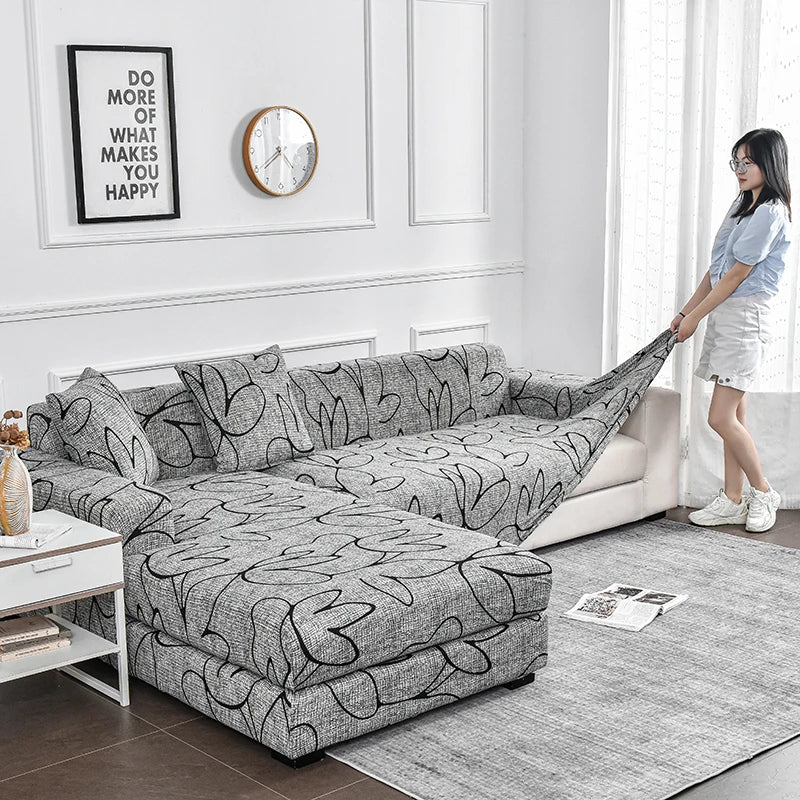 Flower Printed Elastic Sofa Cover for Living Room & Bedroom