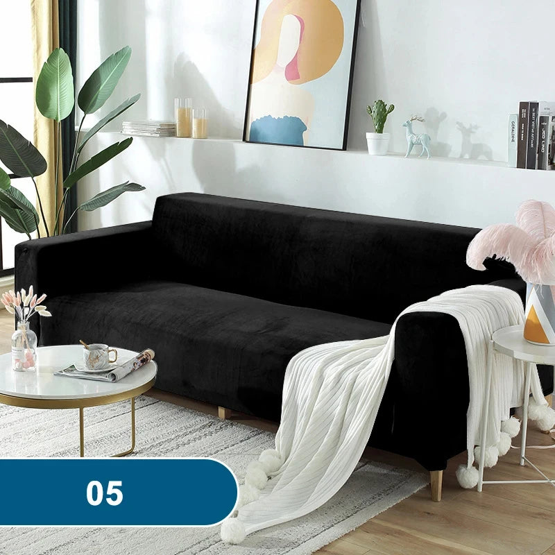 Soft & Thick Velvet Sofa Cover with Armrest for L-Shaped Sofas