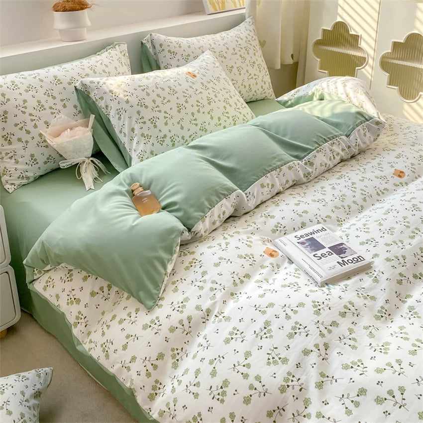 100% Washed Floral Bedding Set
