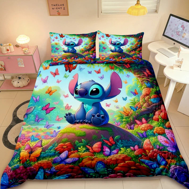 Cute Stitch Duvet Cover Kids Cartoon Bedding Set 3D Printed Comforter Cover Queen King Full Size for Bedroom Decoration