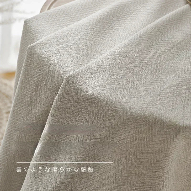 2025 new thickened French light luxury cream curtain cloth solid color bedroom living room full blackout sunscreen cotton linen