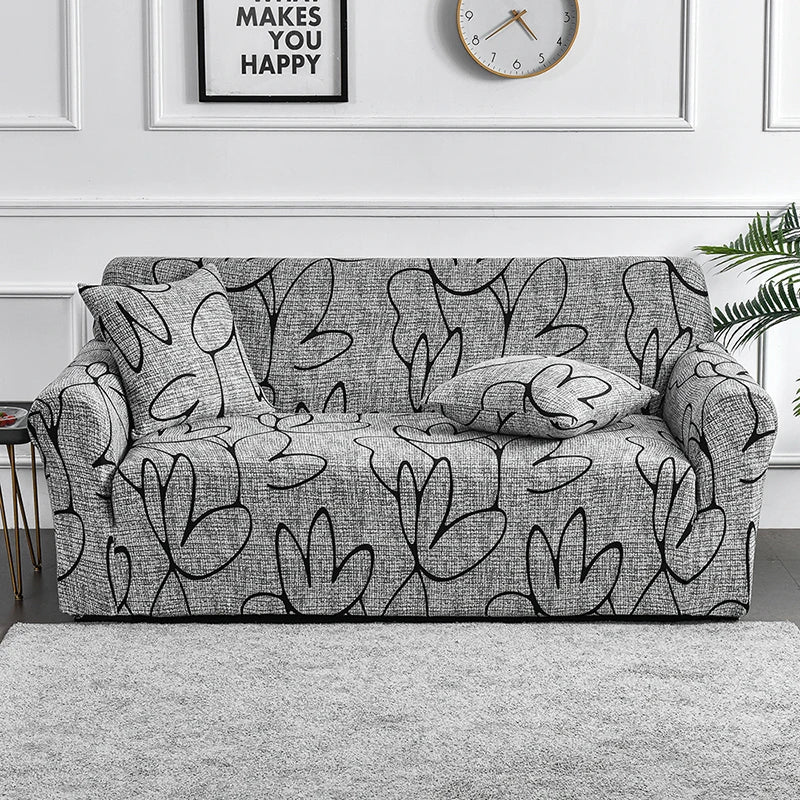 Flower Printed Elastic Sofa Cover for Living Room & Bedroom
