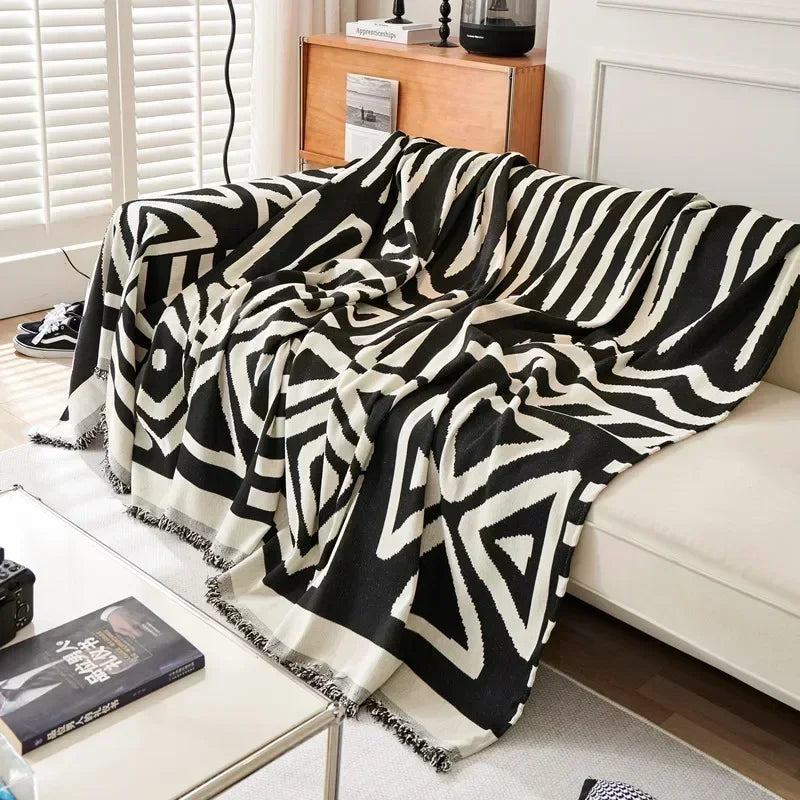 Nordic Tassel Throw Blanket Full Four Season Cotton Sofa Cover Towel Dust Anti-cat Scratch Protection Covers Sofa Blanket Carpet