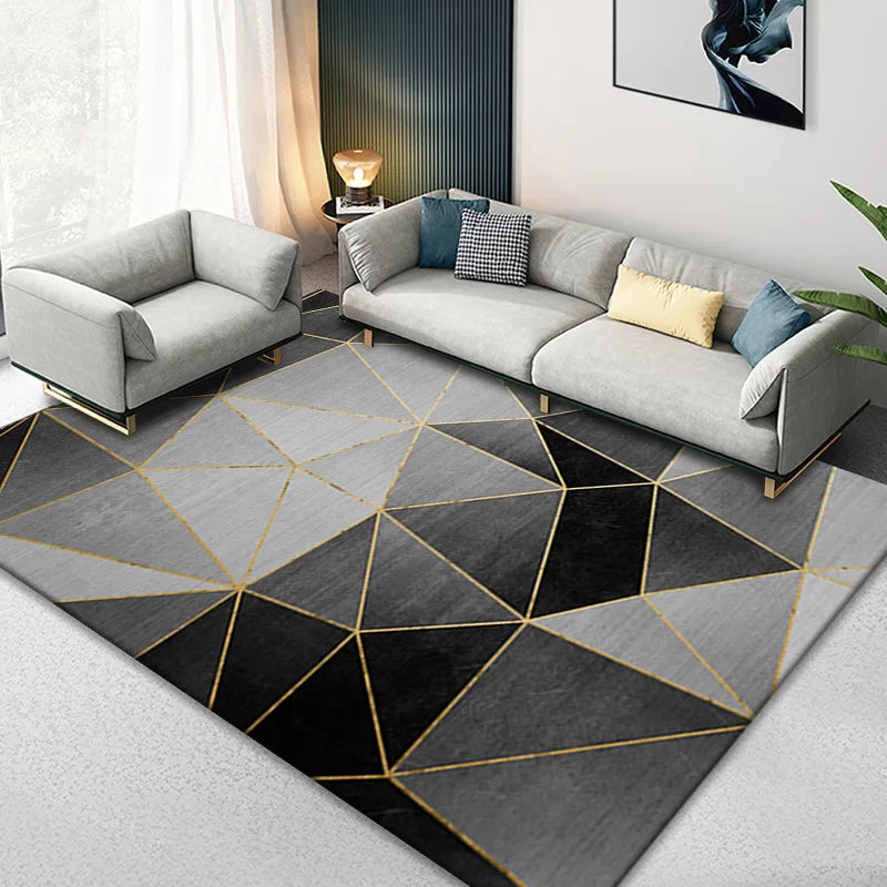 Nordic Marble Geometry Carpets for Living Room Light luxury Large area Home Decor rugs Bedroom Non-slip soft Floor Mats Washable