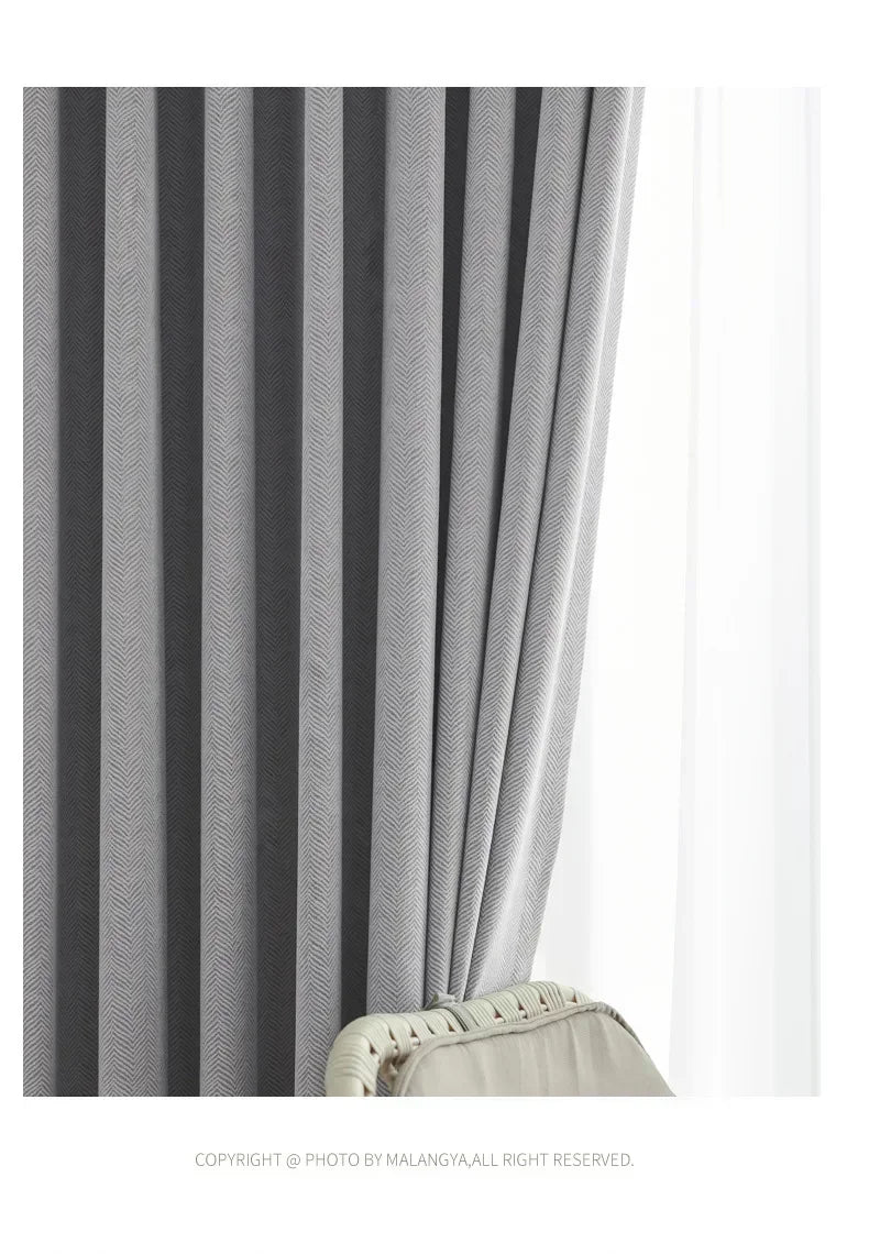 2025 new thickened French light luxury cream curtain cloth solid color bedroom living room full blackout sunscreen cotton linen
