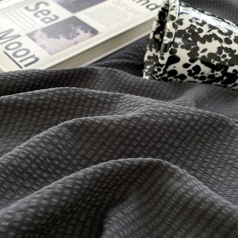 3pcs Duvet Cover Black Fashion Bedding Set for Men Grey Comforter Cover Microfiber Solid Color Quilt Cover with 2 Pillowcases