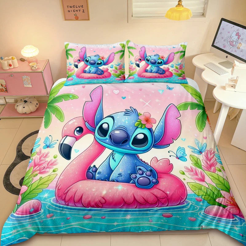 Cute Stitch Duvet Cover Kids Cartoon Bedding Set 3D Printed Comforter Cover Queen King Full Size for Bedroom Decoration