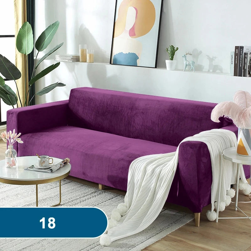 Soft & Thick Velvet Sofa Cover with Armrest for L-Shaped Sofas