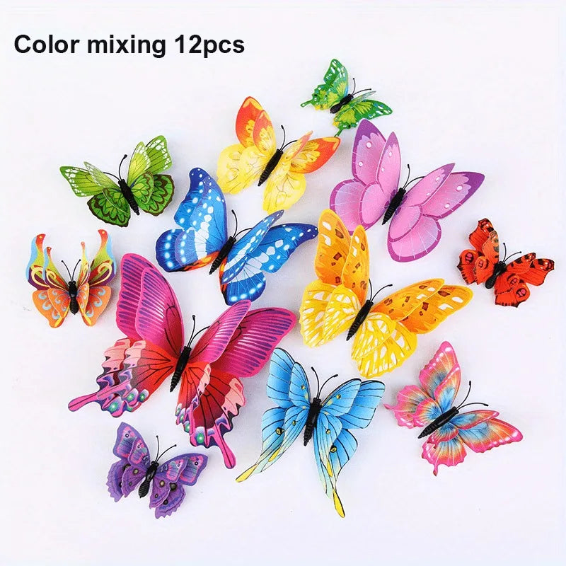 12pcs 3D Double Layer Butterfly Wall Stickers