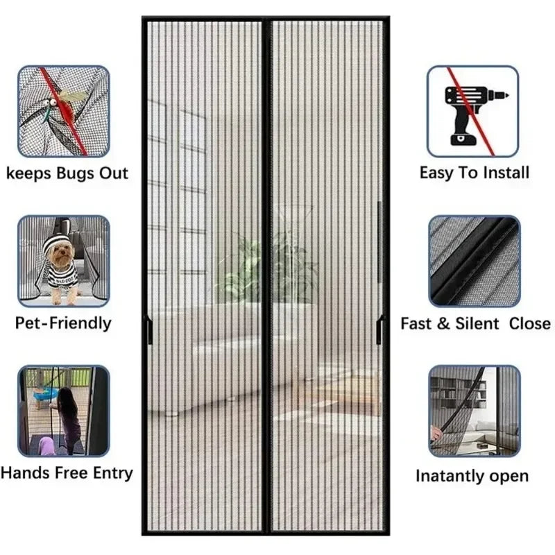 Anti-insect Curtains Fly Door Screens Mosquito Net Window Anti-mosquito Magnetic Strengthen Automatic Closing Curtain Shades