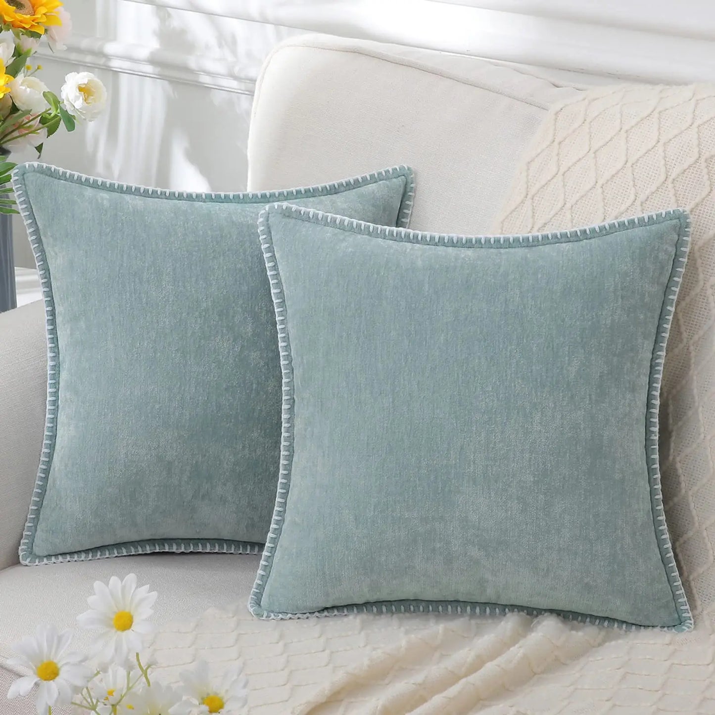 Olanly Chenille Cushion Cover 45x45 Pillow Cover 40x40cm Sofa Decorative Throw Pillow Case Soft Luxury For Living Room Decor