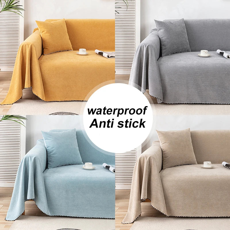 Waterproof Sofa Blanket Multipurpose Solid Color Furniture Cover Durable Fabric Dust-proof Anti-scratch Home Living Room Decor