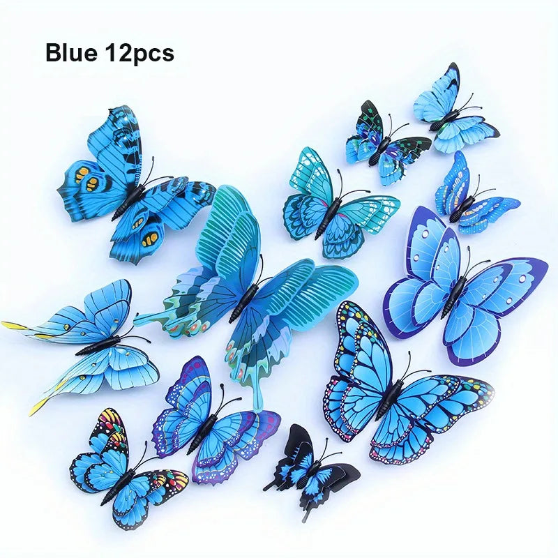 12pcs 3D Double Layer Butterfly Wall Stickers