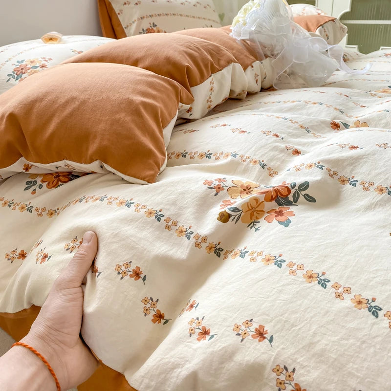 100% Washed Floral Bedding Set
