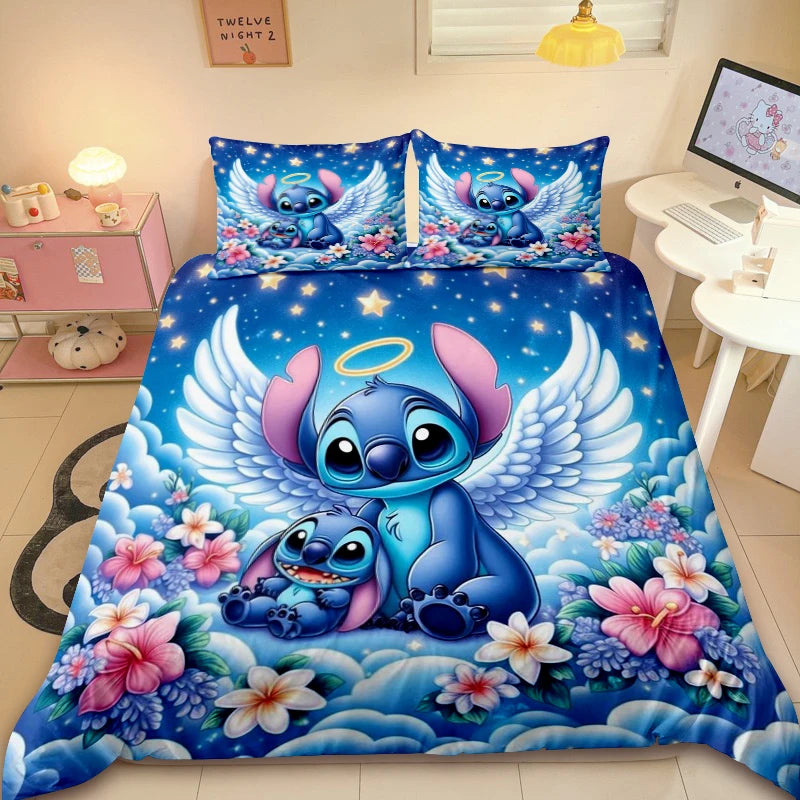 Cute Stitch Duvet Cover Kids Cartoon Bedding Set 3D Printed Comforter Cover Queen King Full Size for Bedroom Decoration