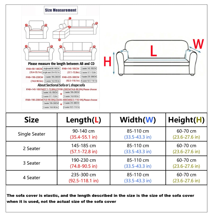 Thick Elastic Jacquard Sofa Cover for 1-4 Seater & L-Shaped Sofas