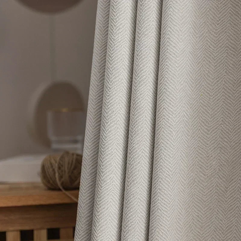 2025 new thickened French light luxury cream curtain cloth solid color bedroom living room full blackout sunscreen cotton linen
