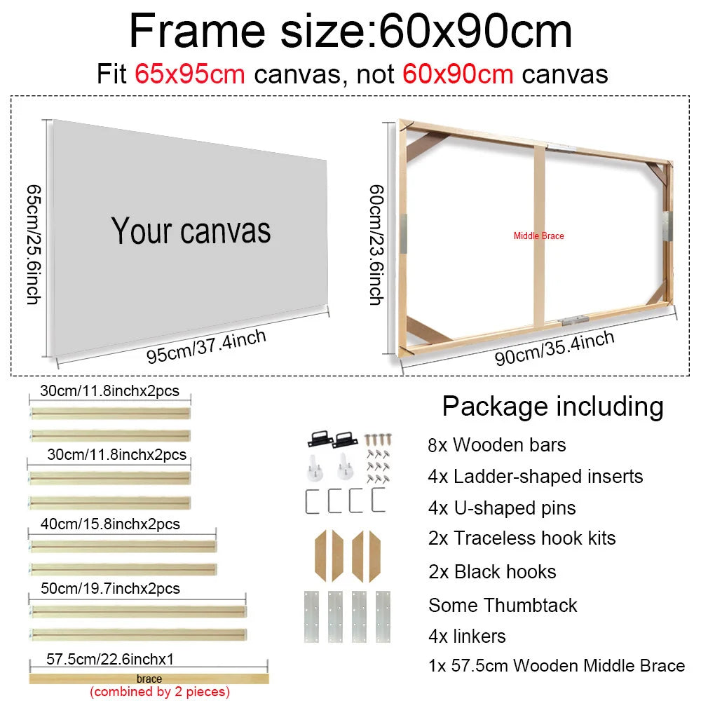 30x40 40x60 50x70cm Canvas Frame Wooden Frames Wooden Photo Oil Painting Canvas Diamond Painting Frames Canvas Wood Wall Frame