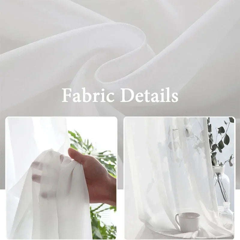 1Pc Super Soft Chiffon White Tulle Sheer Curtains for Living Room Lining Bedroom Window Decor HOTEL Door Luxury Modern 거즈 커튼