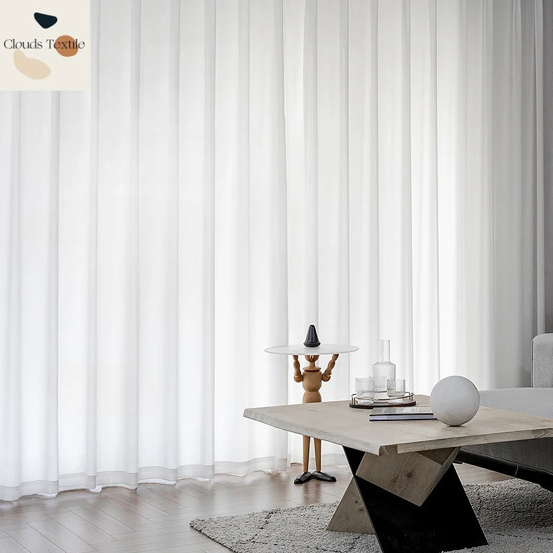 1PC White Tulle High Quality Sheer Curtains for Living Room Bedroom Window Solid Color Door Screen Party Drapes Partition Door
