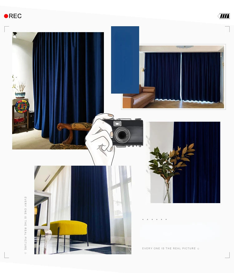 Luxury Royal Blue Velvet Curtains