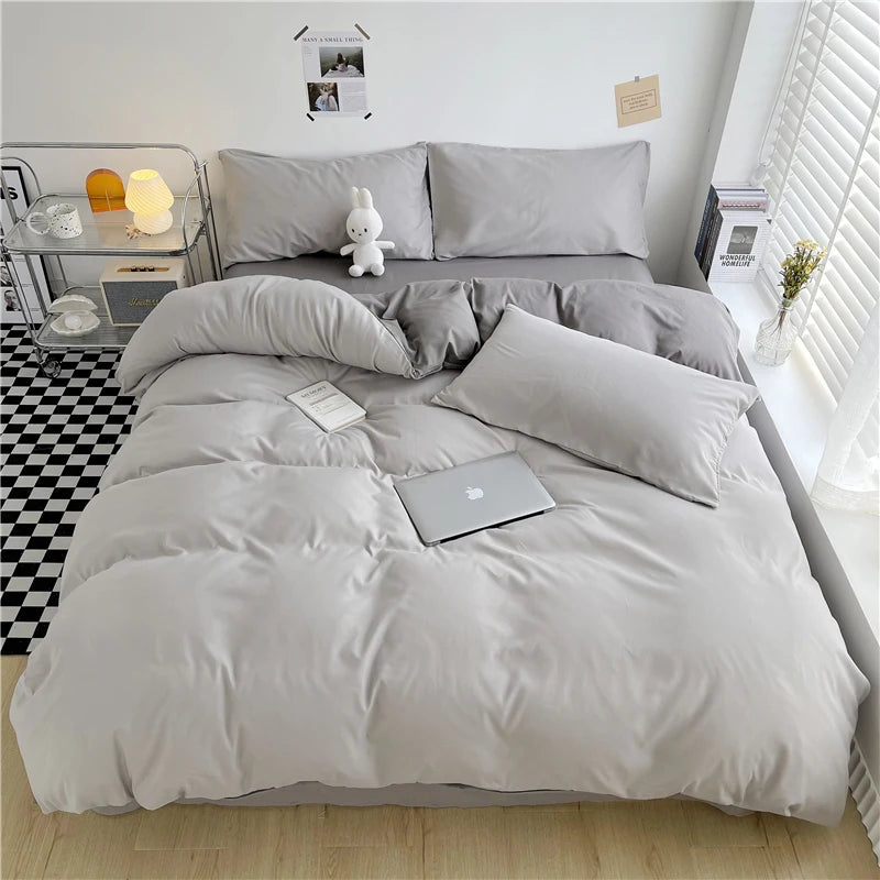 Purple Duvet Cover Microfiber Lavender Double Size Bedding Set,3pcs Comforter Cover with Zipper Closure Reverse Pink Quilt Cover