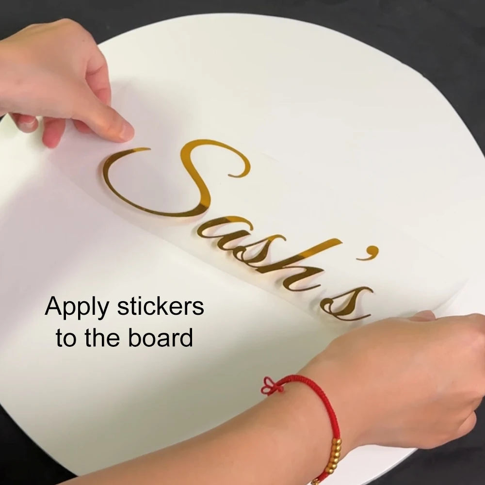 Wedding Welcome Sign Sticker Champane Mirror Gold Customized Wedding Party Welcome Vinyl Stickers for Wedding Bridal Shower Deco