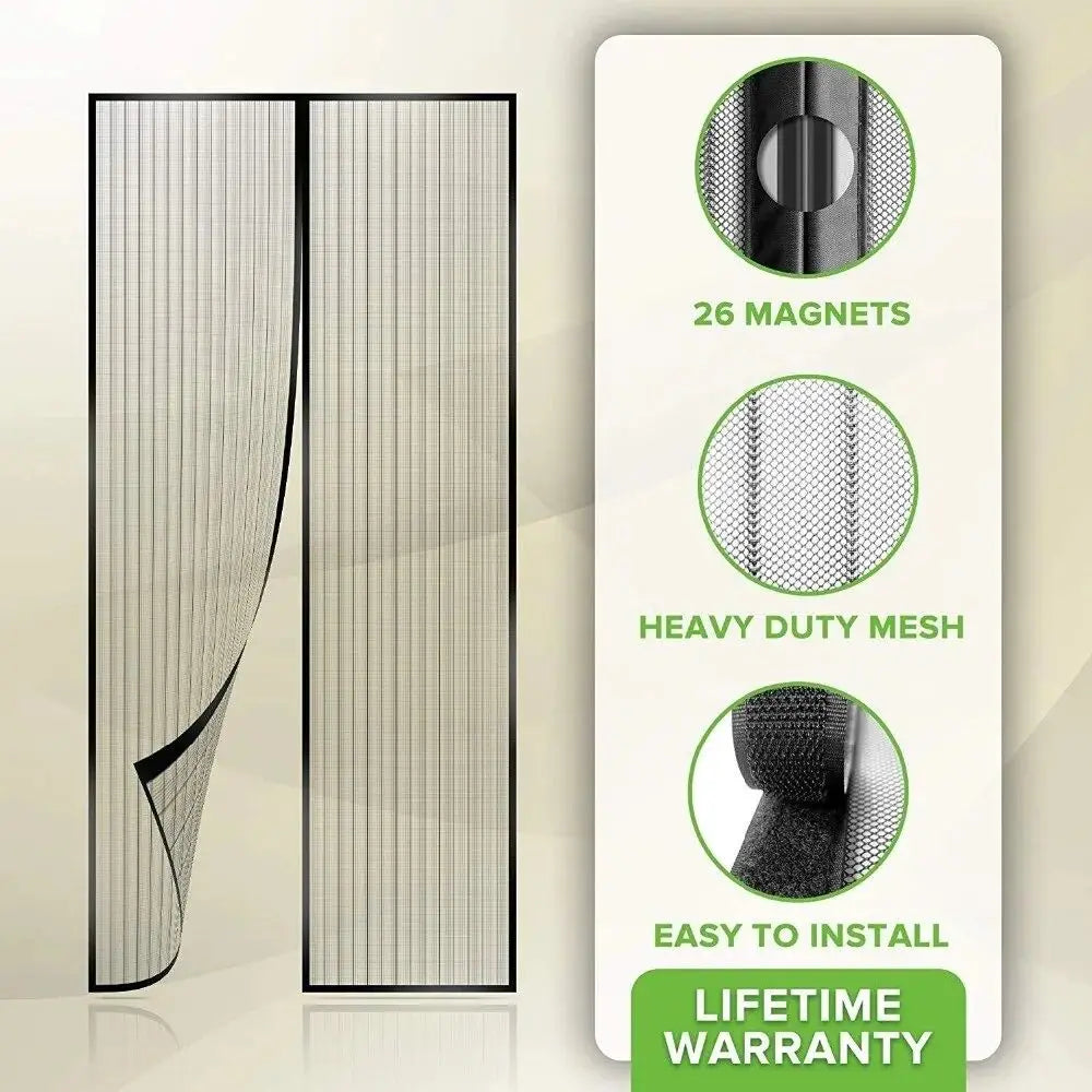 Black Mesh 6 Pairs of Magnetic Stripe +7 Pairs of Magnetic Buckle Non-penetration Magnetic Stripe Type Mosquito Curtain