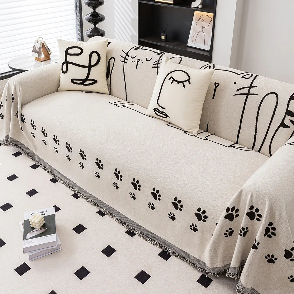 New Chenille Jacquard Sofa Towel One-piece Type Cloth Towel All-inclusive Sofa Cover Dust Anti Cat Scratch Non-slip Sofa Blanket