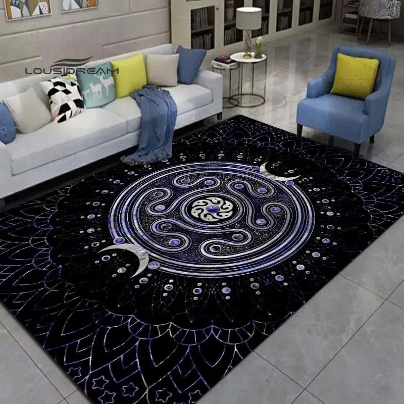 Gothic Witch Sacrifice Rugs Triple Moon Divination Home Living room Bedroom Large area soft carpet Halloween Decoration Rune # 6