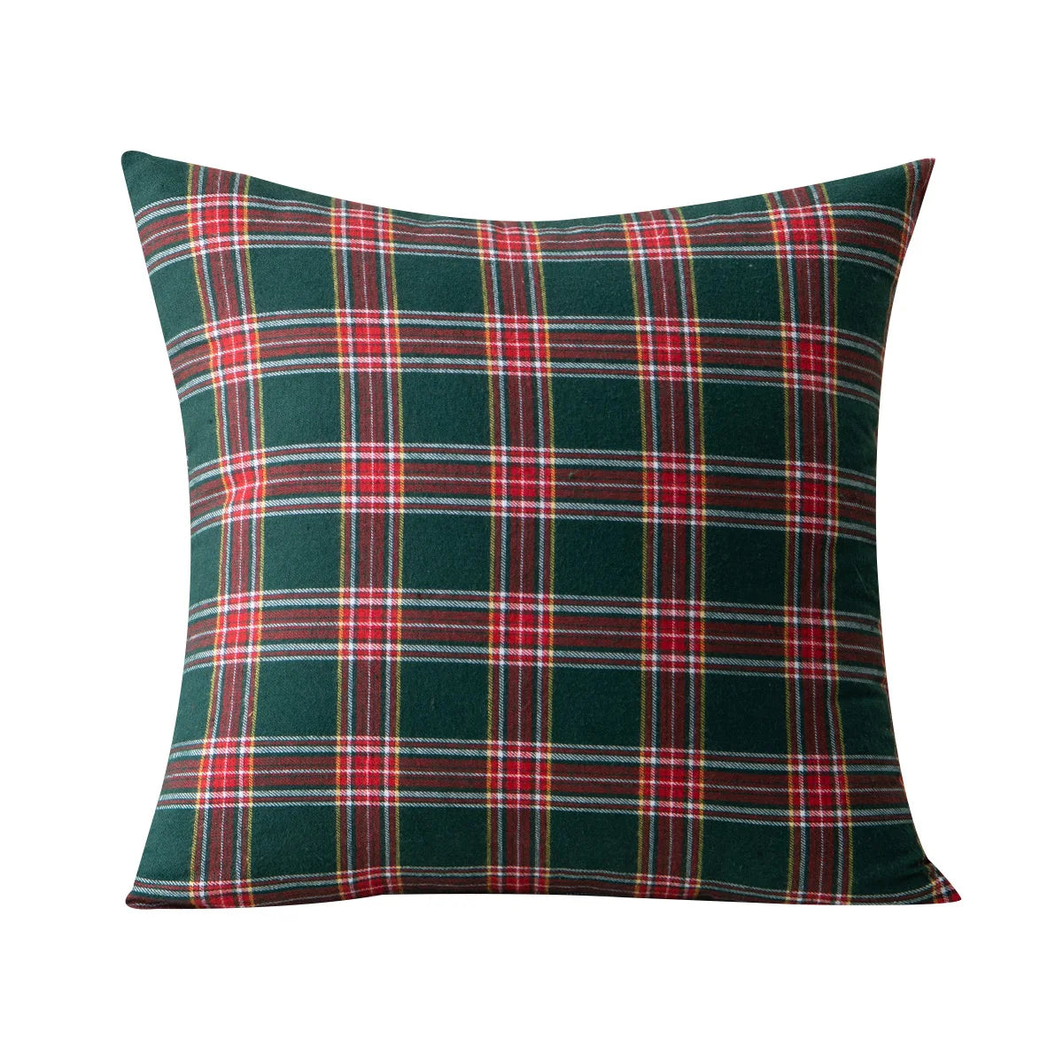 Christmas Tartan Plaid Pillow Case with Snowflake Design