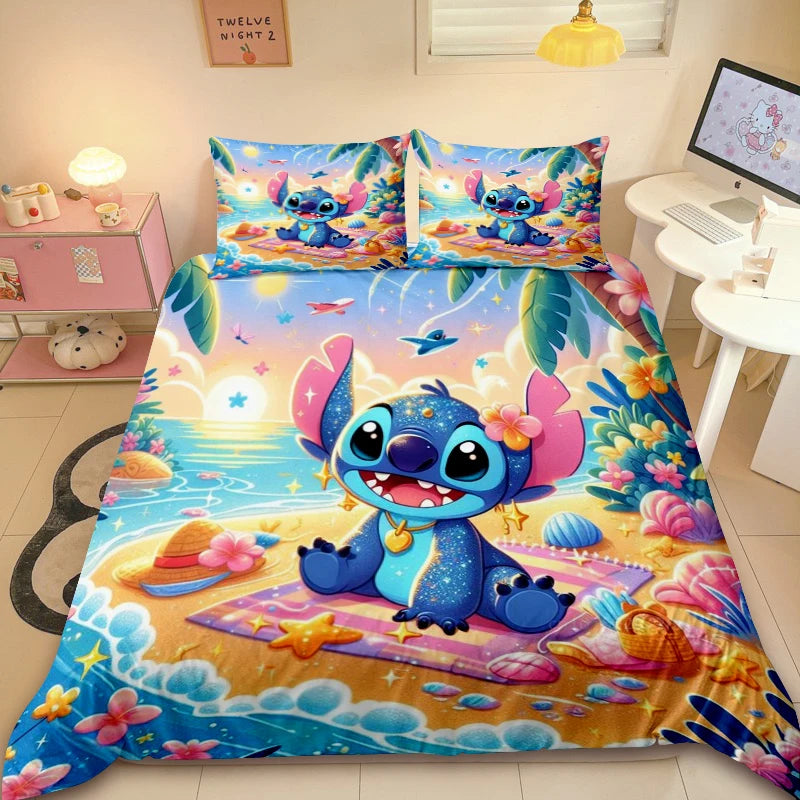 Cute Stitch Duvet Cover Kids Cartoon Bedding Set 3D Printed Comforter Cover Queen King Full Size for Bedroom Decoration