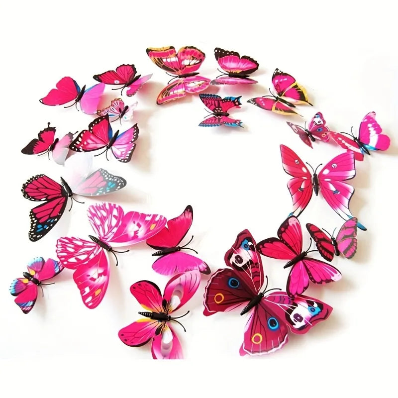 12pcs 3D Double Layer Butterfly Wall Stickers