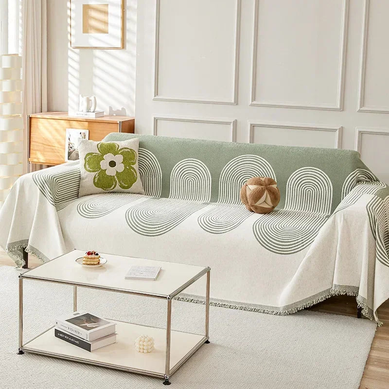 Nordic Tassel Throw Blanket Single Full Four Season Cotton Sofa Cover Dust Anti-cat Scratch Protection Cover Sofa Blanket Carpet