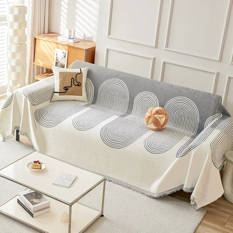 Nordic Tassel Throw Blanket Single Full Four Season Cotton Sofa Cover Dust Anti-cat Scratch Protection Cover Sofa Blanket Carpet