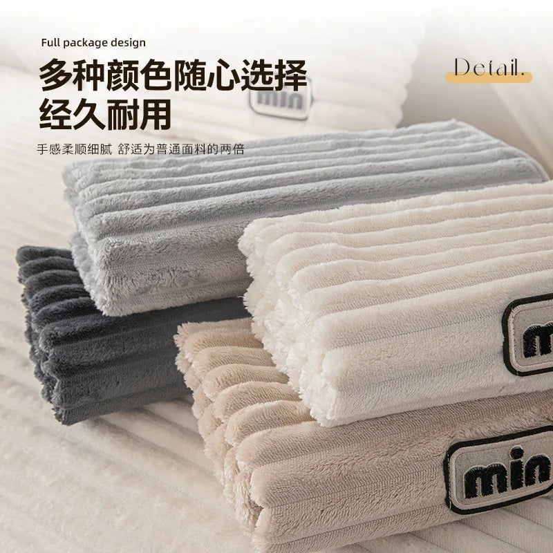Winter Rabbit Fur Plush Sofa Cushion, Thickened Non-Slip Seat Pad, Anti-Cat Scratch Sofa Cover for Cross-Border