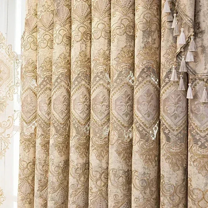 European Chenille Embroidery Luxury Curtains