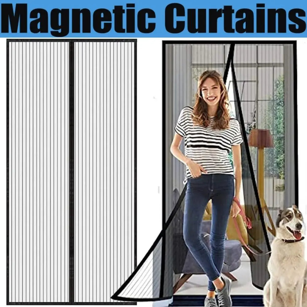 Black Mesh 6 Pairs of Magnetic Stripe +7 Pairs of Magnetic Buckle Non-penetration Magnetic Stripe Type Mosquito Curtain