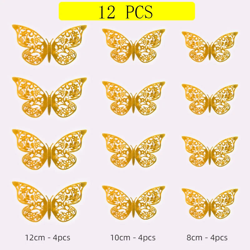 12Pcs 3D Hollow Butterfly Wall Stickers