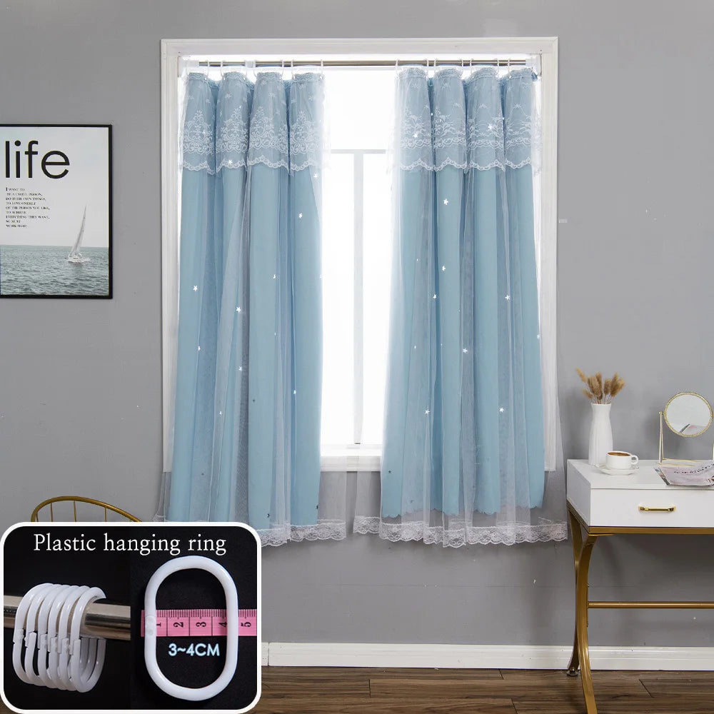 Star Blackout Curtains with Gauze
